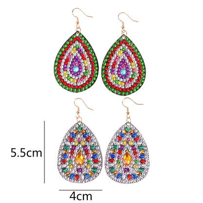 Handmade DIY Diamond Painting Mandala Patterns Stud Earrings for Women