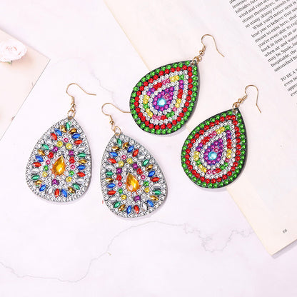 Handmade DIY Diamond Painting Mandala Patterns Stud Earrings for Women