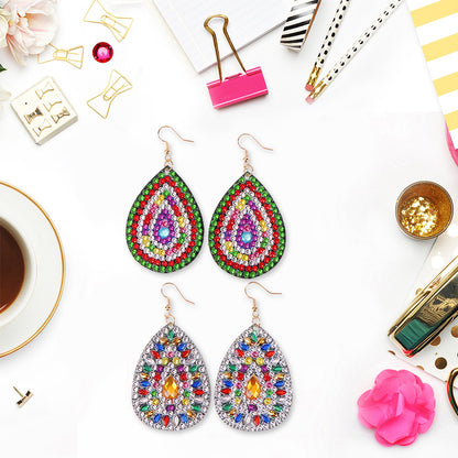 Handmade DIY Diamond Painting Mandala Patterns Stud Earrings for Women