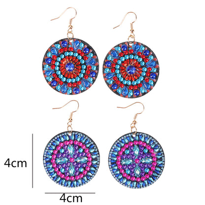 Handmade DIY Diamond Painting Mandala Patterns Stud Earrings for Women