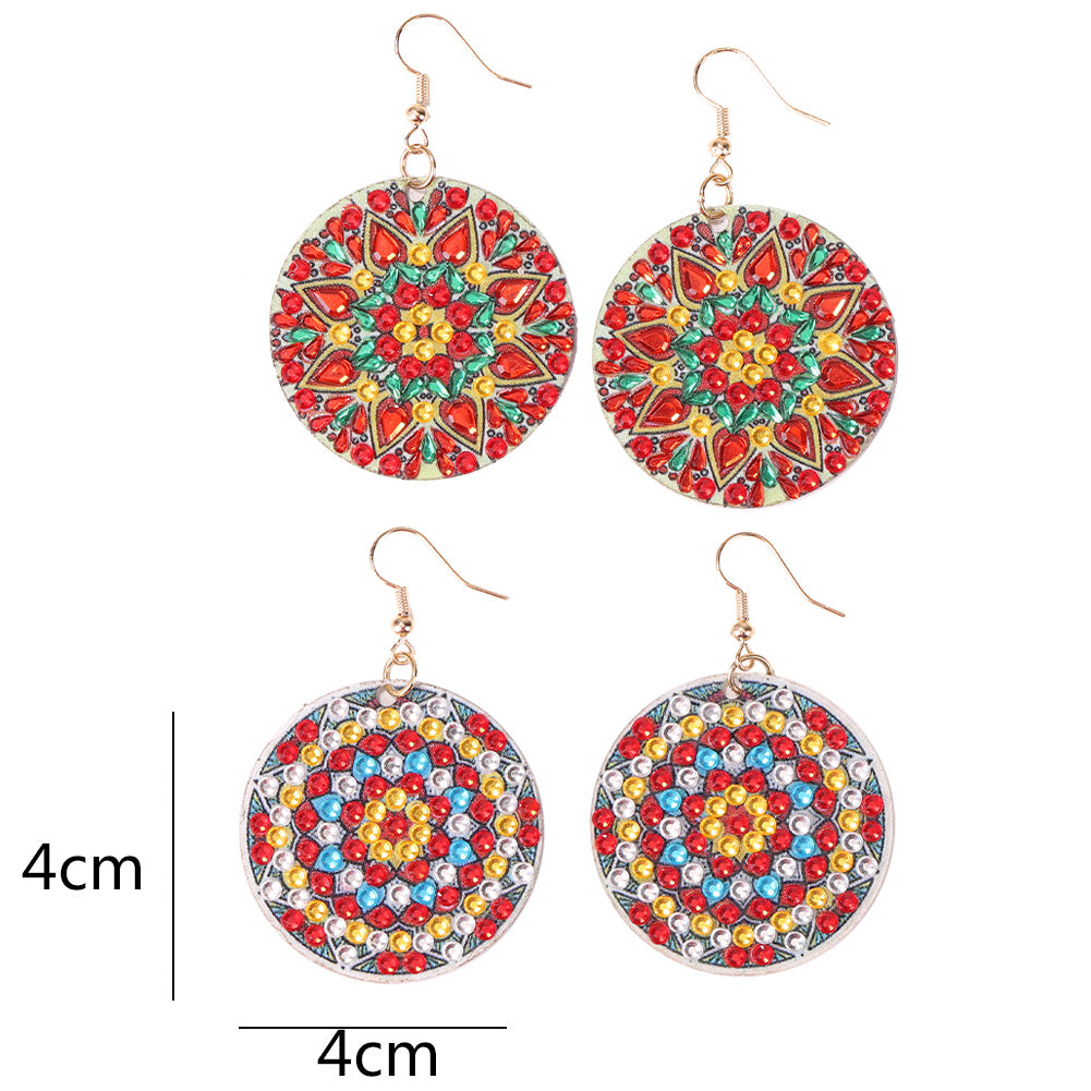 Handmade DIY Diamond Painting Mandala Patterns Stud Earrings for Women