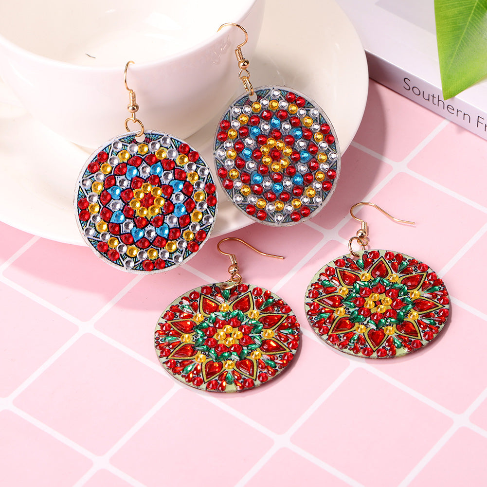 Handmade DIY Diamond Painting Mandala Patterns Stud Earrings for Women