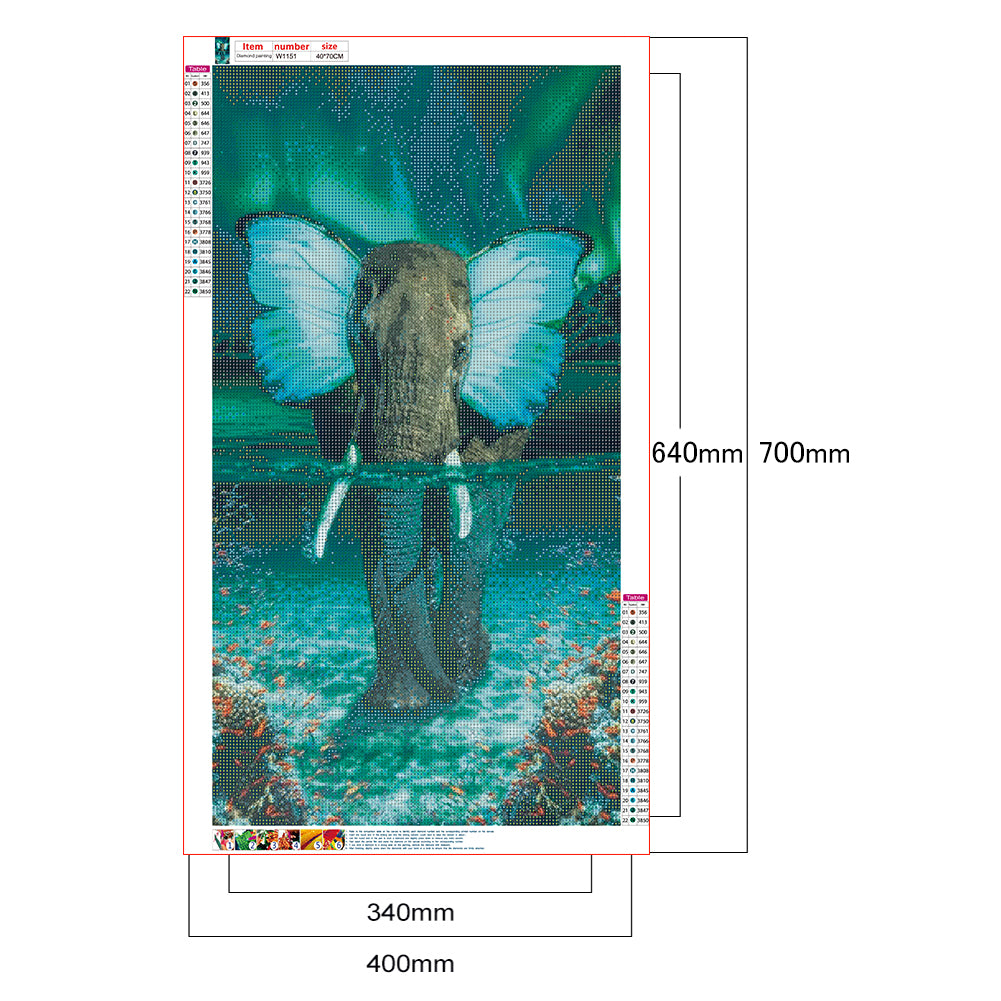 Butterfly Elephant - Full Round/Square Drill Diamond Painting 40*70CM