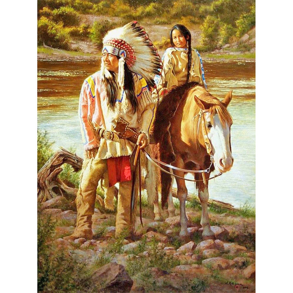 Indians - Full Round Drill Diamond Painting 30*40CM