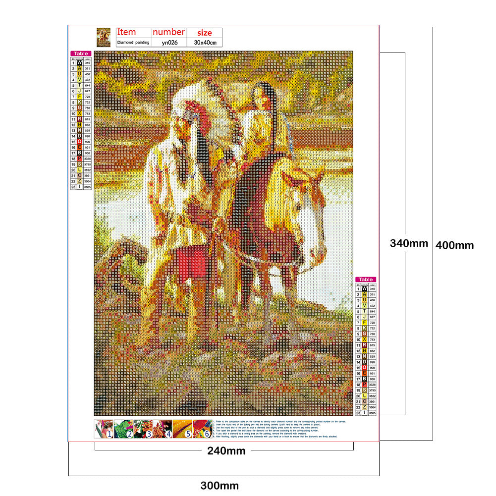 Indians - Full Round Drill Diamond Painting 30*40CM