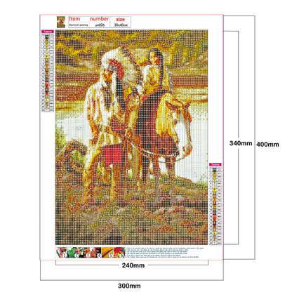 Indians - Full Round Drill Diamond Painting 30*40CM