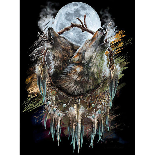 Native Wolf - Full Round Drill Diamond Painting 50*60CM