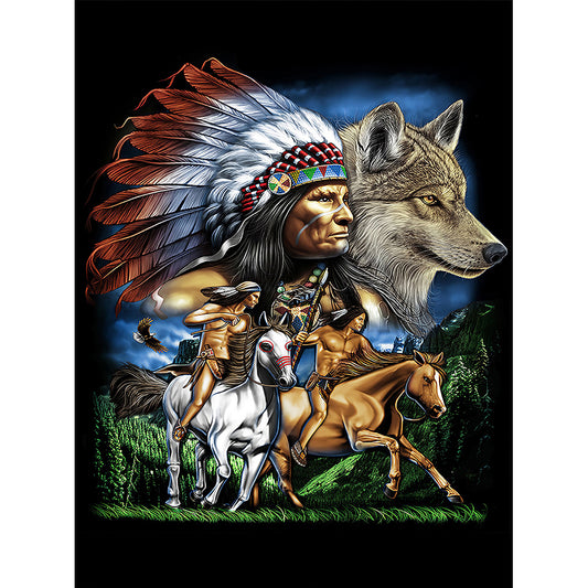 Native Wolf - Full Round Drill Diamond Painting 50*60CM