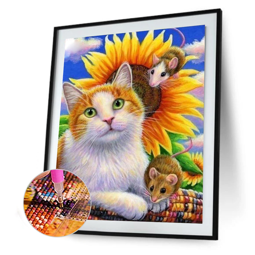 Lotus Cat - Full Square Drill Diamond Painting 30*40CM