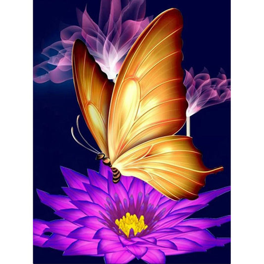 Orange Butterfly - Full Round Drill Diamond Painting 50*60CM