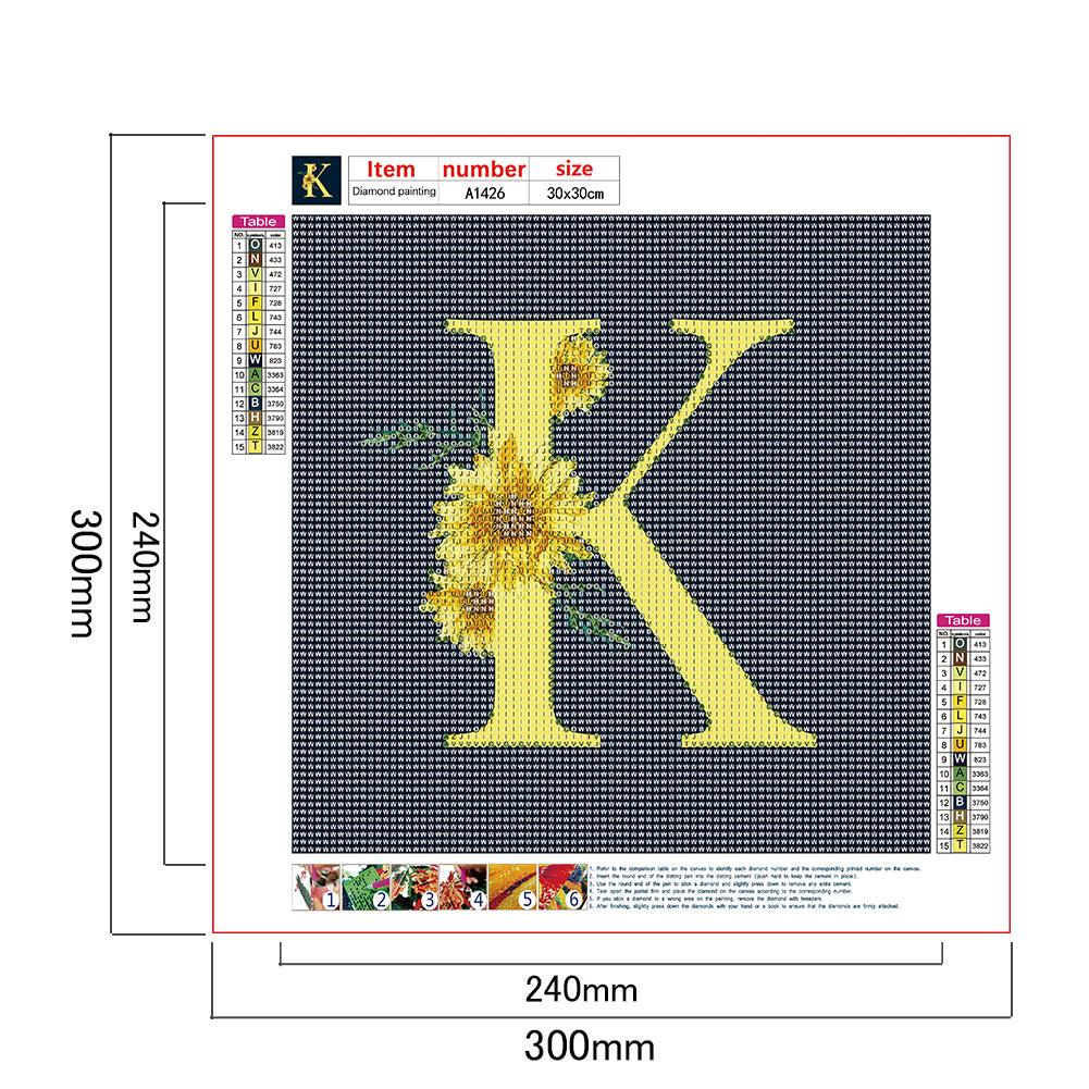 Sunflower Letter - Full Round Drill Diamond Painting 30*30CM