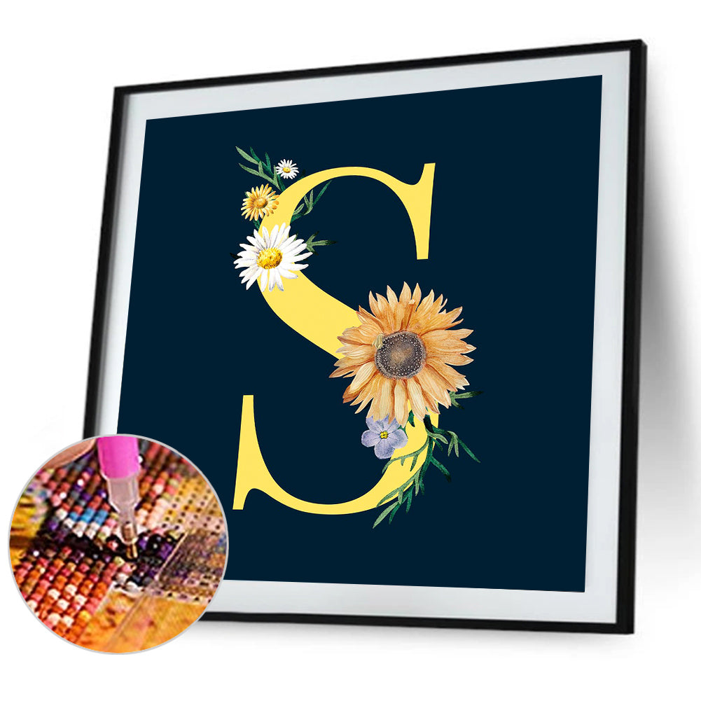 Sunflower Letter - Full Round Drill Diamond Painting 30*30CM