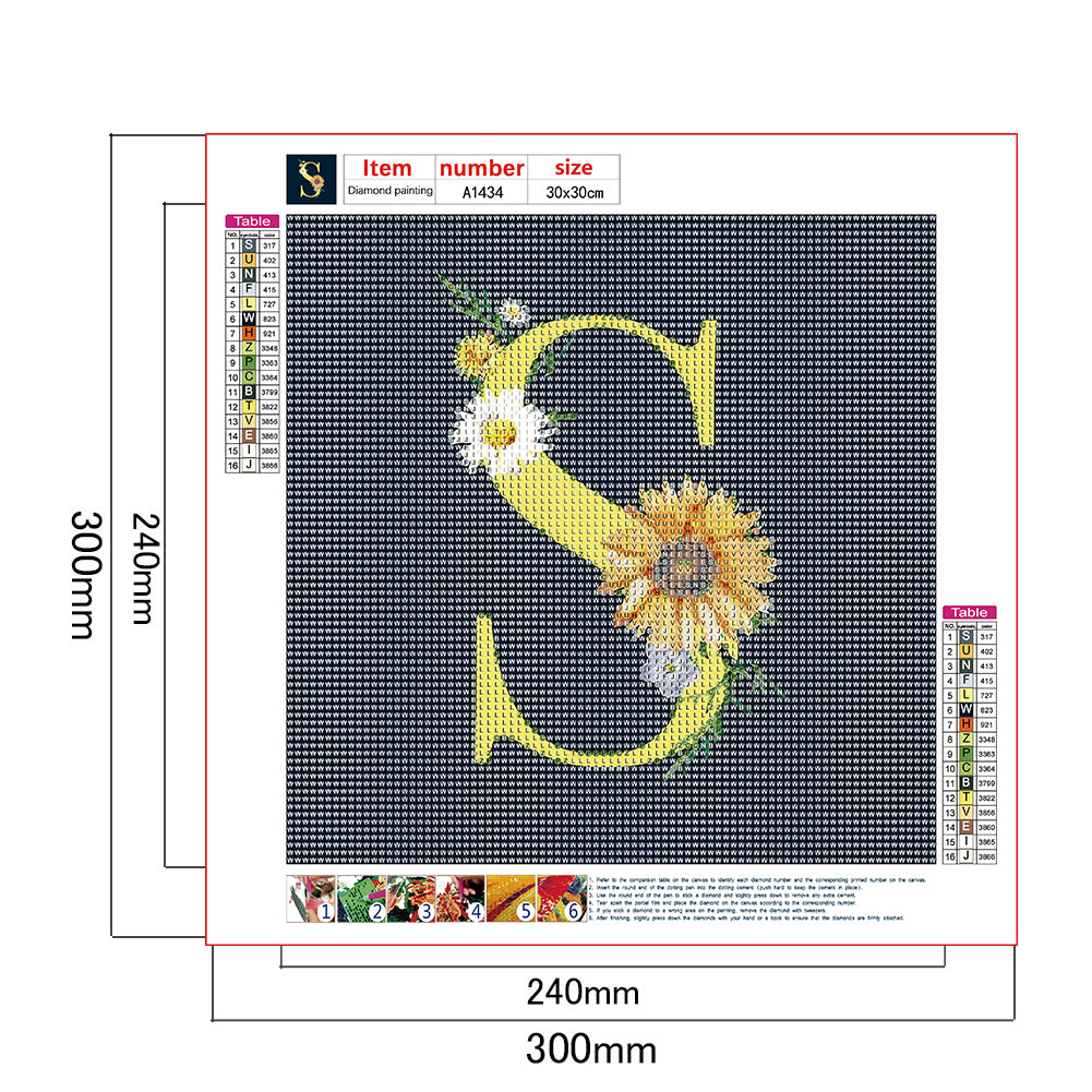 Sunflower Letter - Full Round Drill Diamond Painting 30*30CM