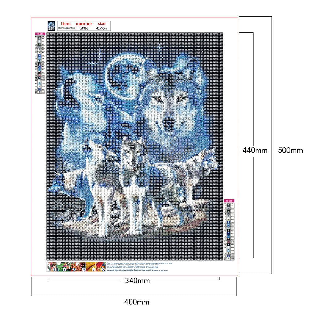 Moon Wolves - Full Round Drill Diamond Painting 40*50CM
