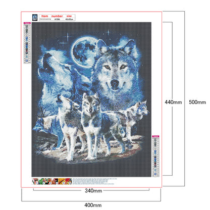 Moon Wolves - Full Round Drill Diamond Painting 40*50CM