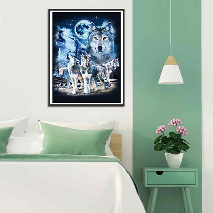 Moon Wolves - Full Round Drill Diamond Painting 40*50CM