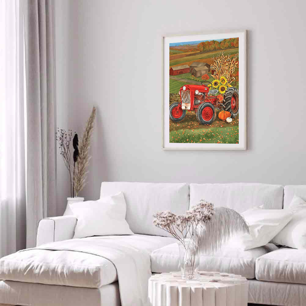 Red Tractor - Full Round Drill Diamond Painting 30*40CM