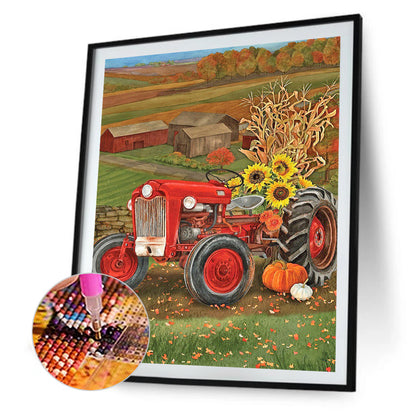 Red Tractor - Full Round Drill Diamond Painting 30*40CM