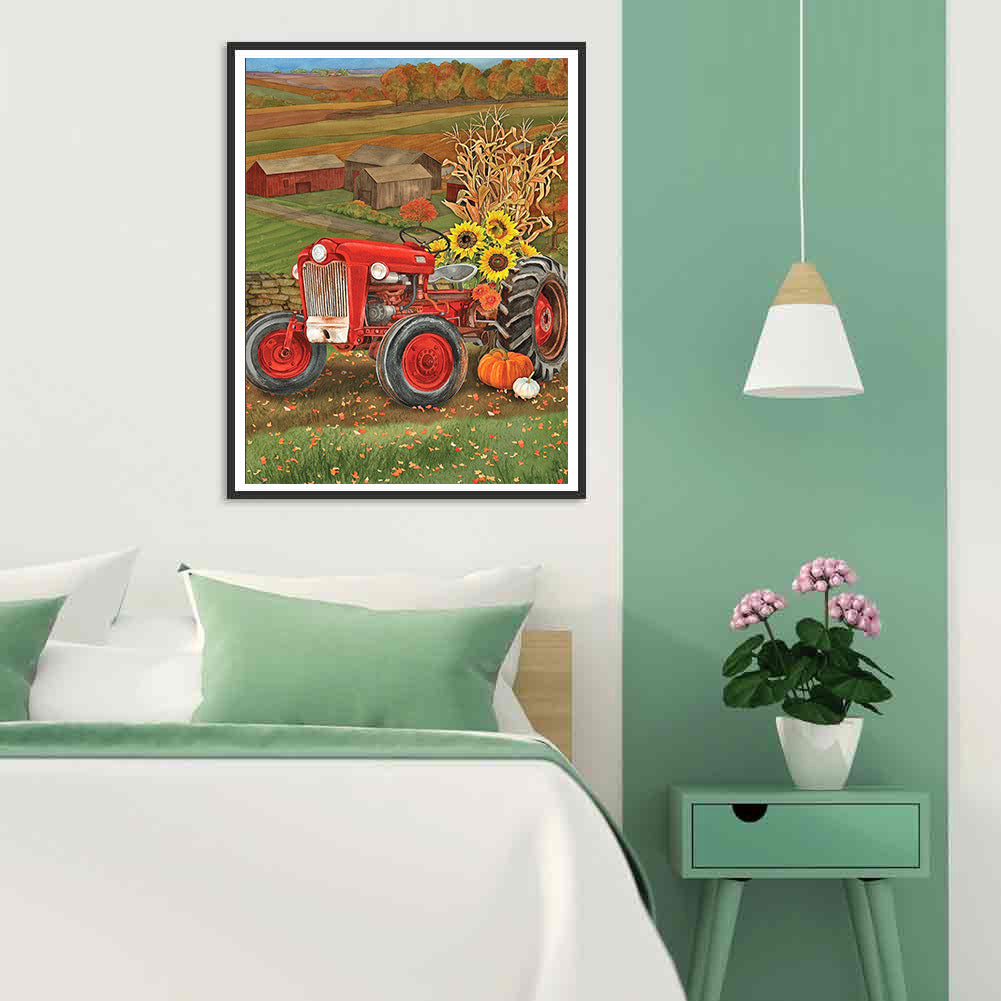 Red Tractor - Full Round Drill Diamond Painting 30*40CM