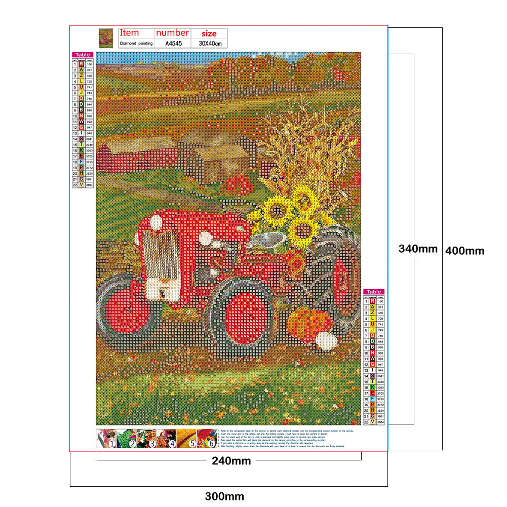 Red Tractor - Full Round Drill Diamond Painting 30*40CM