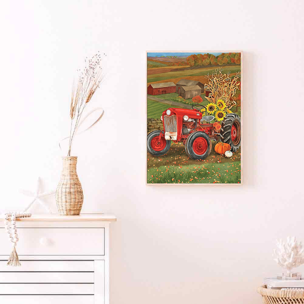 Red Tractor - Full Round Drill Diamond Painting 30*40CM