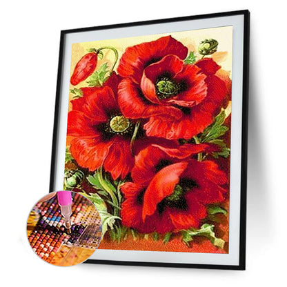 Red Flowers - Full Round Drill Diamond Painting 40*50CM