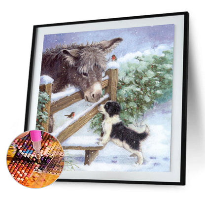 Snowland Donkey - Full Round Drill Diamond Painting 30*30CM