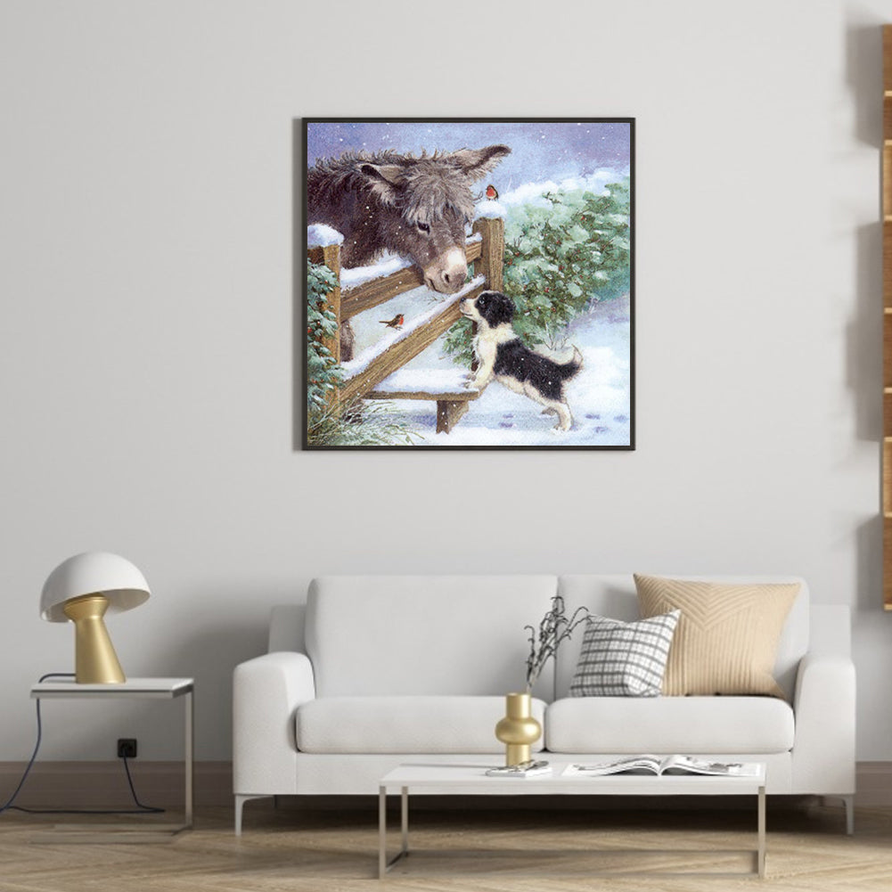 Snowland Donkey - Full Round Drill Diamond Painting 30*30CM