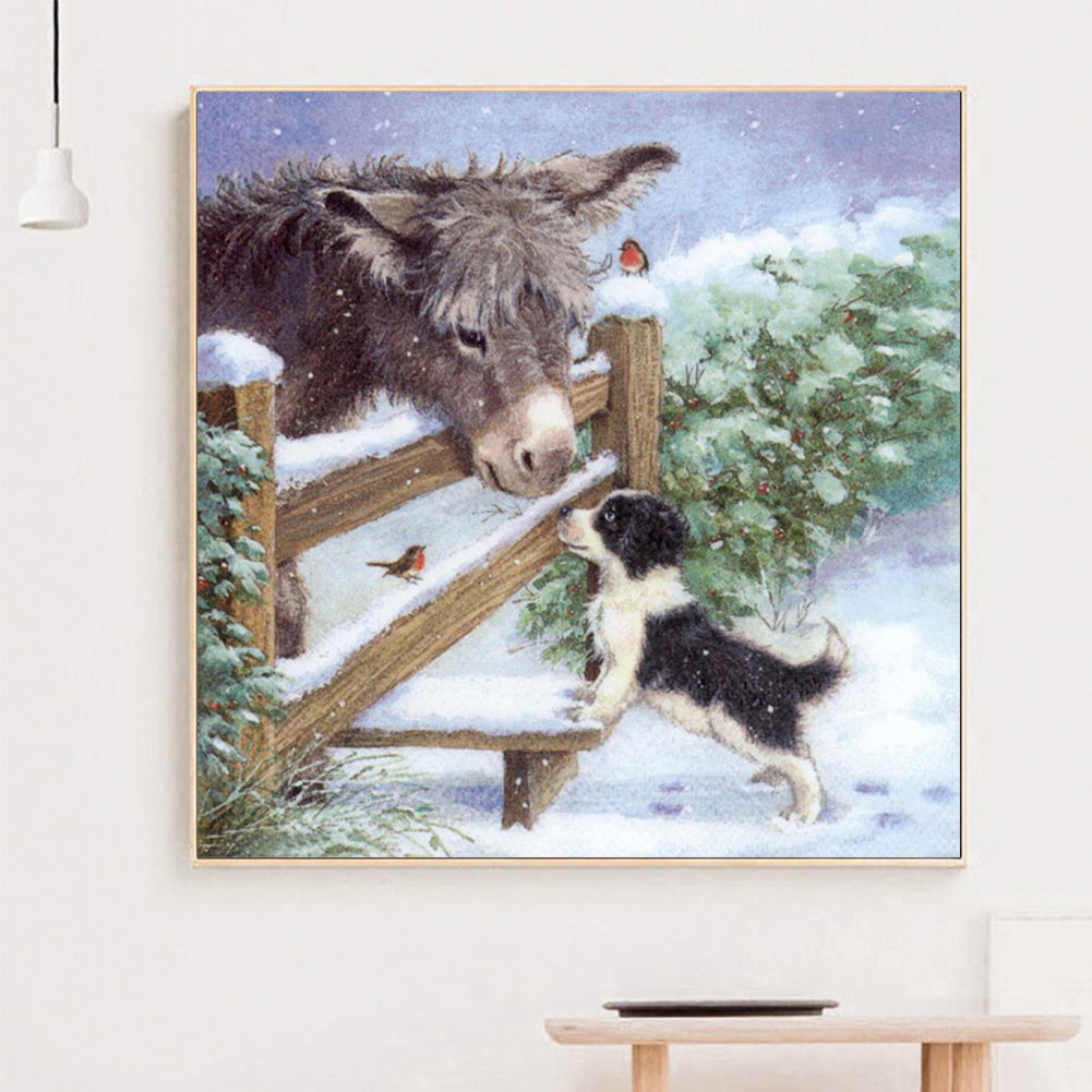 Snowland Donkey - Full Round Drill Diamond Painting 30*30CM