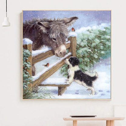 Snowland Donkey - Full Round Drill Diamond Painting 30*30CM
