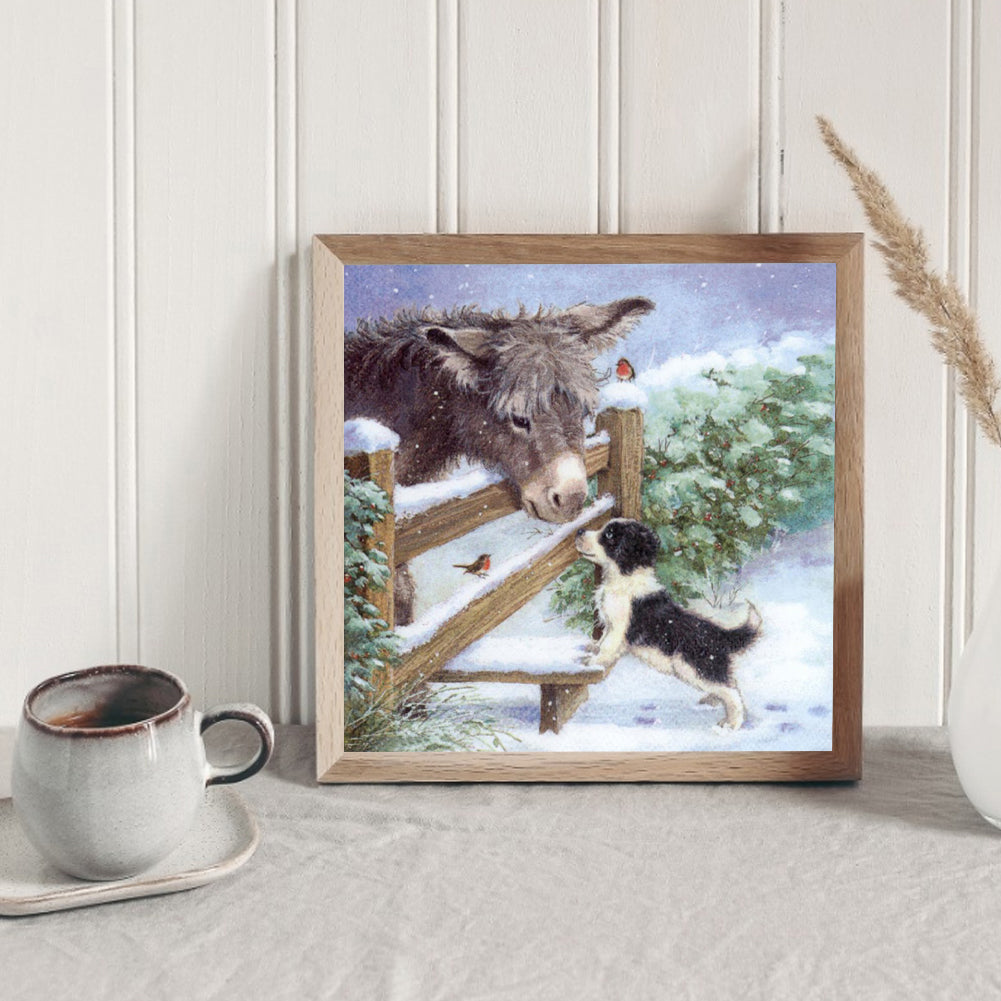 Snowland Donkey - Full Round Drill Diamond Painting 30*30CM