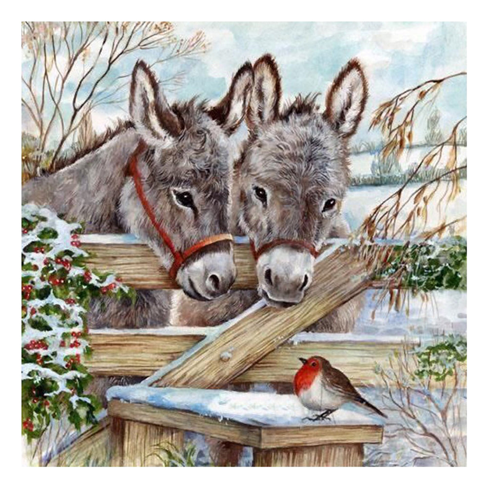 Snowland Donkey - Full Round Drill Diamond Painting 30*30CM