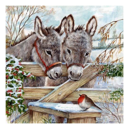 Snowland Donkey - Full Round Drill Diamond Painting 30*30CM