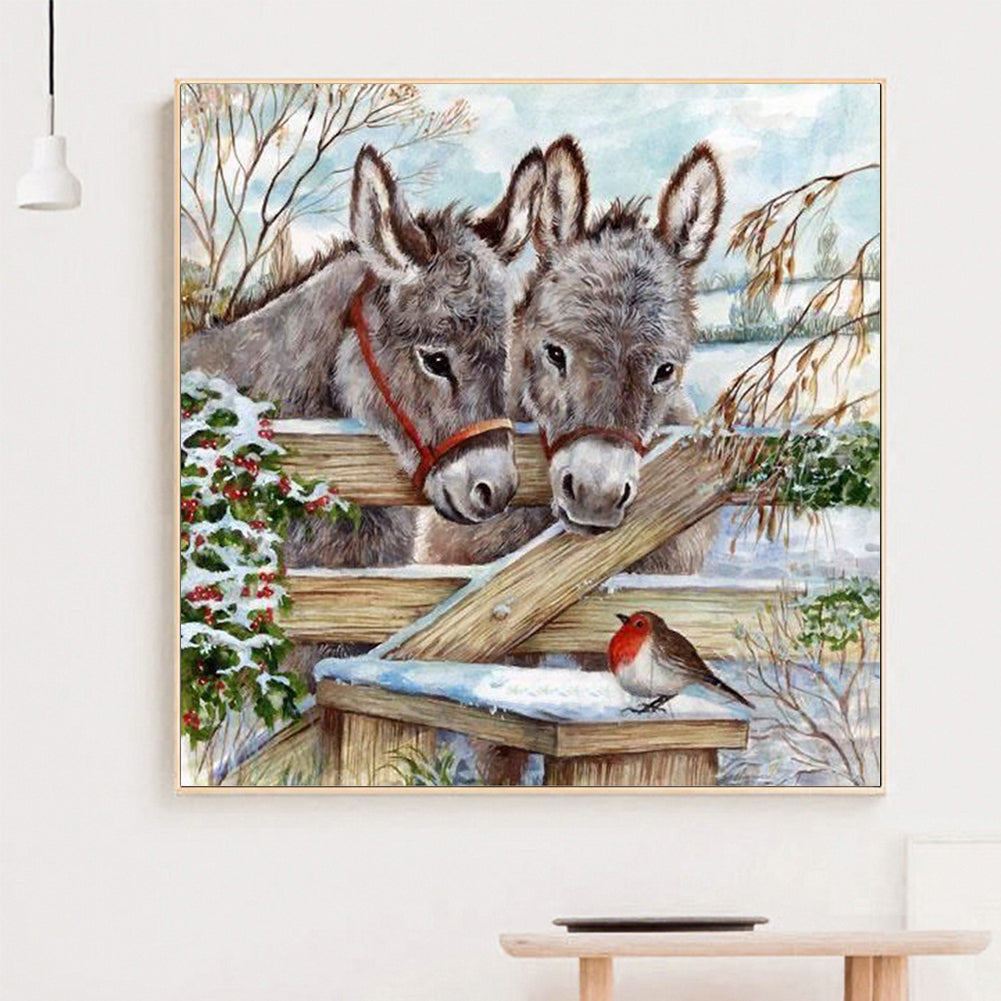 Snowland Donkey - Full Round Drill Diamond Painting 30*30CM