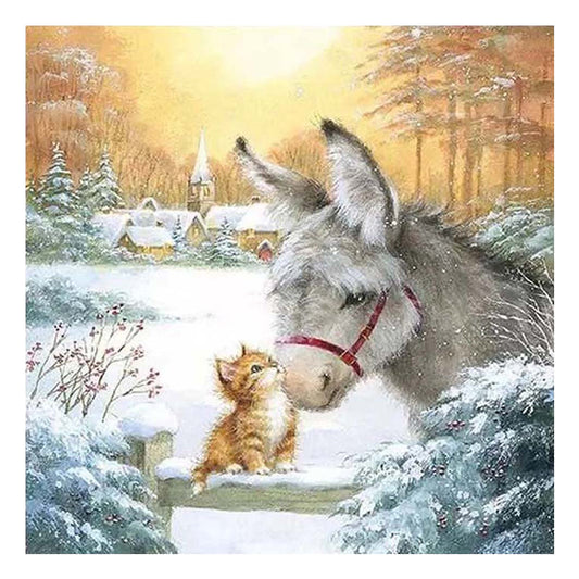 Snowland Donkey - Full Round Drill Diamond Painting 30*30CM