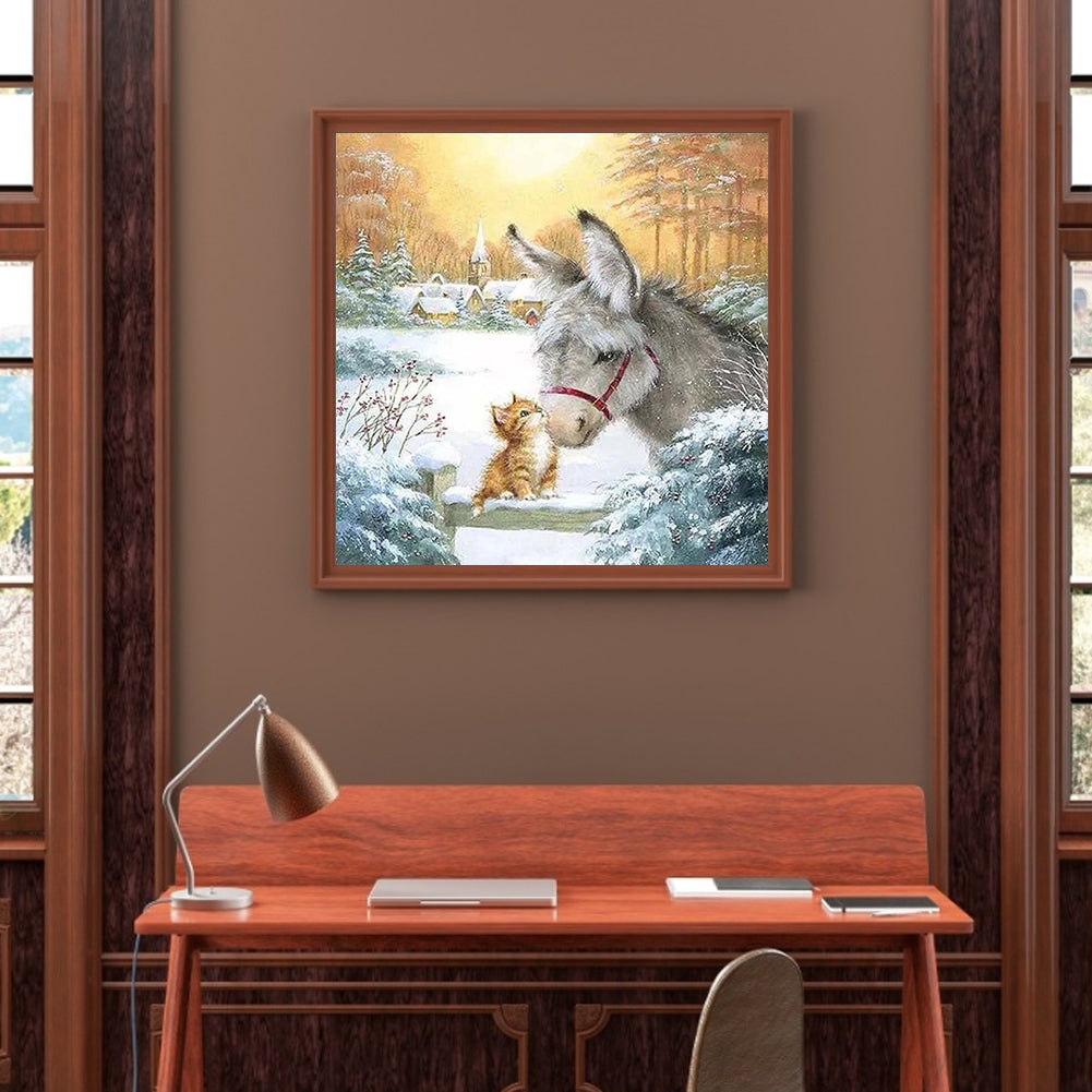 Snowland Donkey - Full Round Drill Diamond Painting 30*30CM