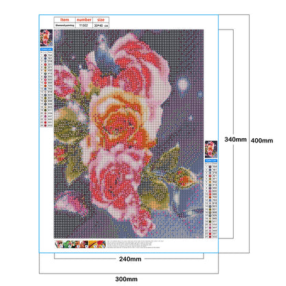 Butterfly Flowers - Full Round Drill Diamond Painting 30*40CM