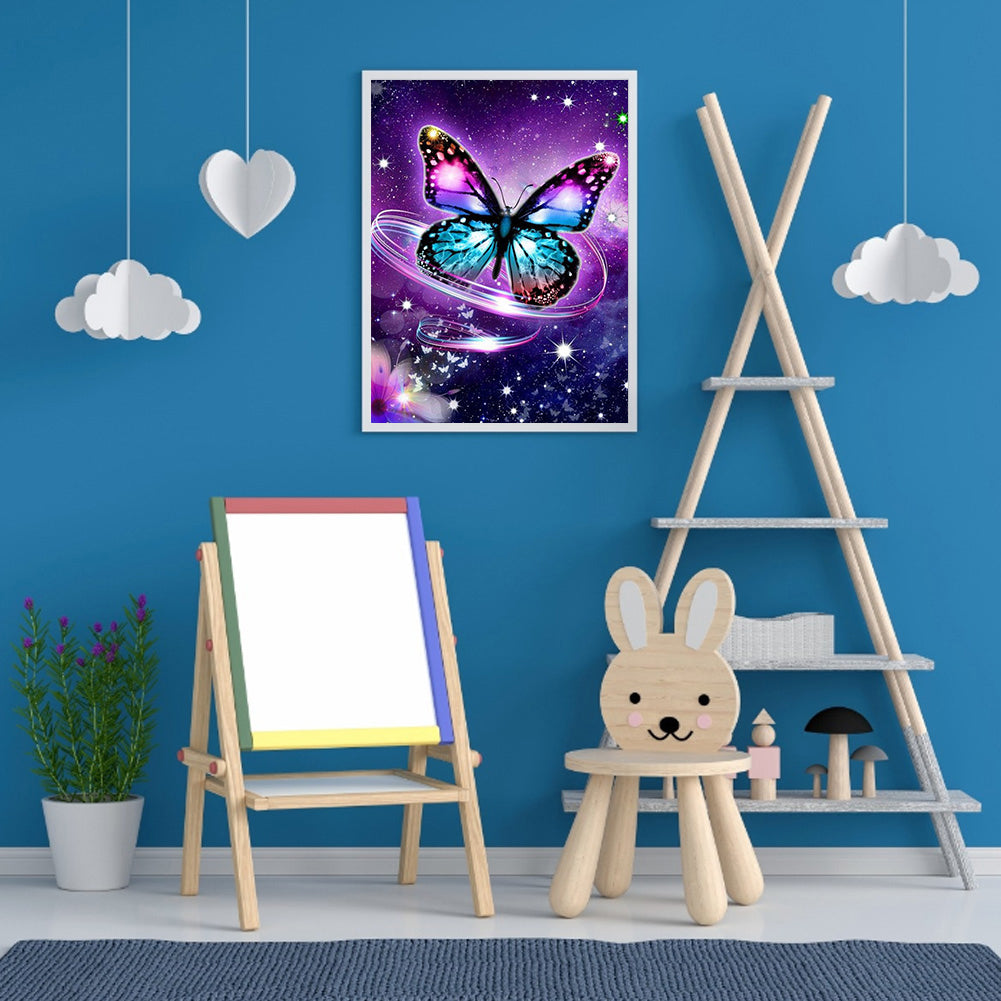 Butterfly Flowers - Full Round Drill Diamond Painting 30*40CM