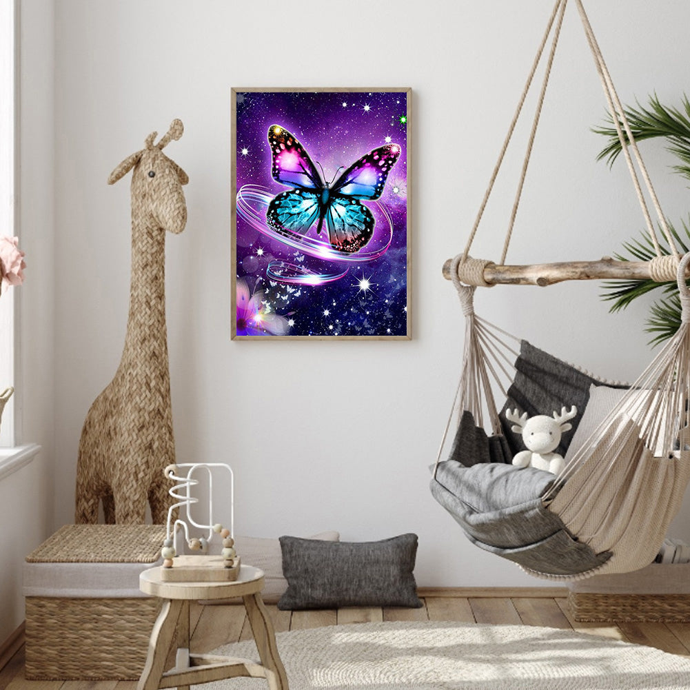 Butterfly Flowers - Full Round Drill Diamond Painting 30*40CM