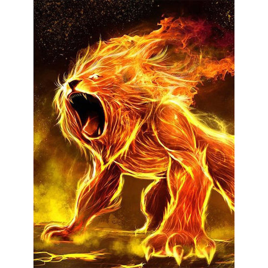 Flame Lion - Full Round Drill Diamond Painting 50*60CM