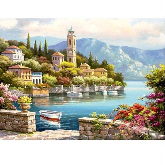 Lake House - Full Round Drill Diamond Painting 40*30CM