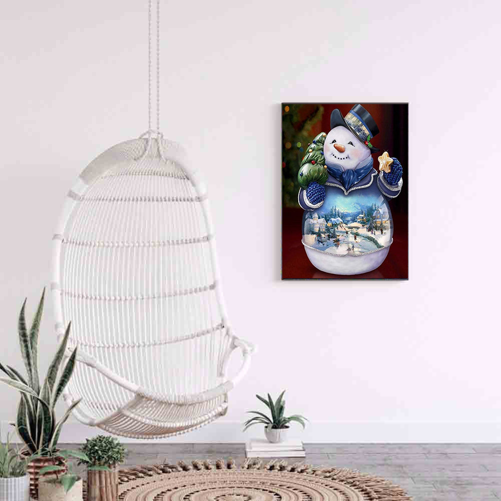 Snowman View - Full Round Drill Diamond Painting 30*40CM