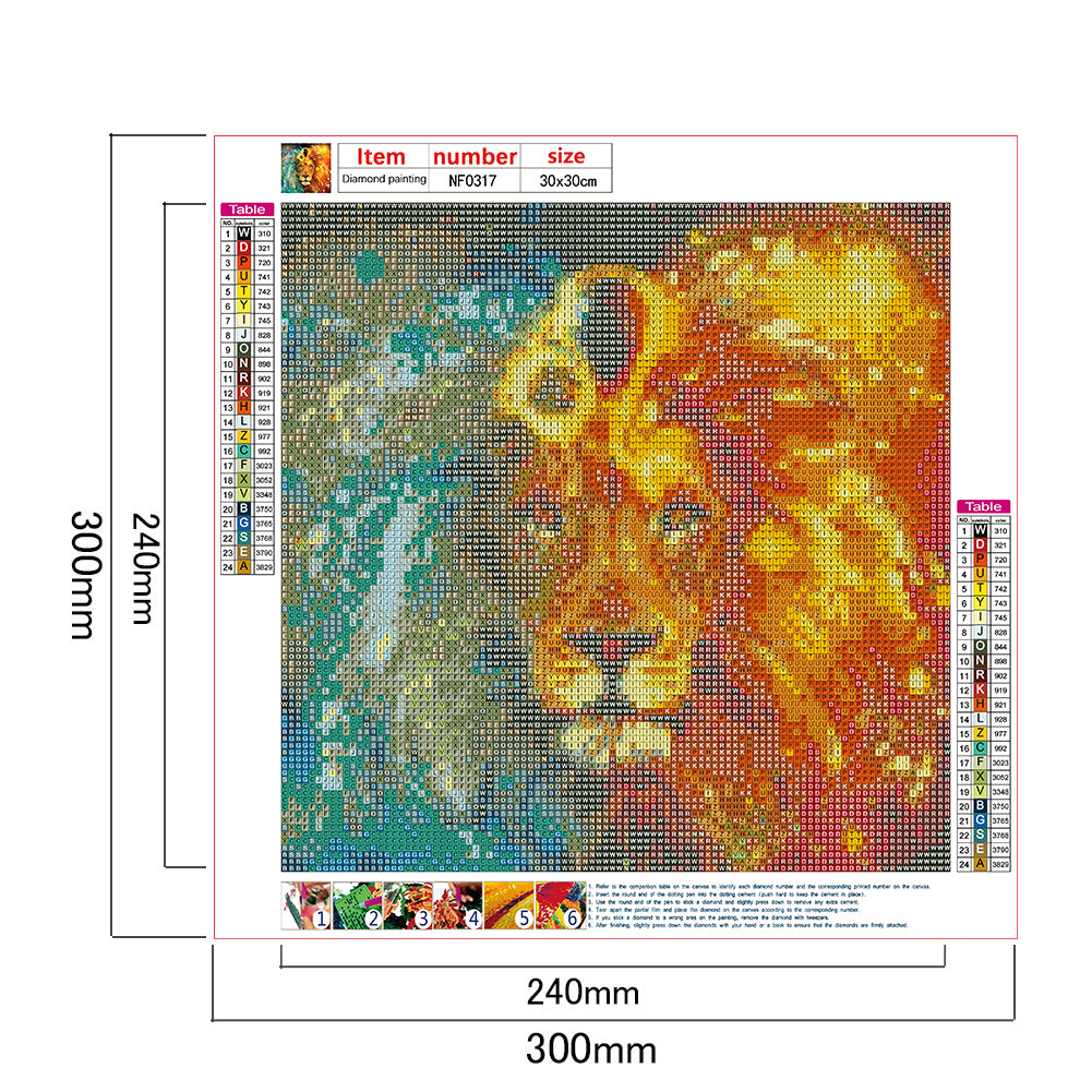 Lion - Full Square Drill Diamond Painting 30*30CM