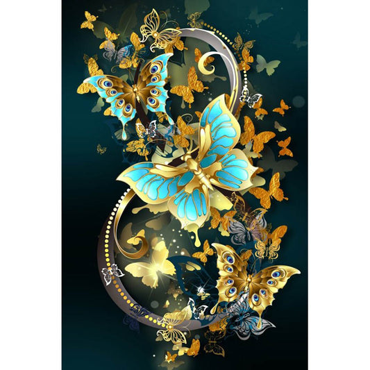 Golden Butterfly - Full Round Drill Diamond Painting 30*40CM