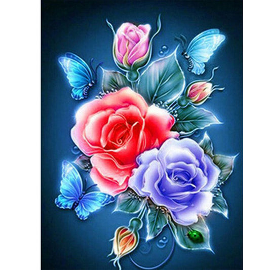 Butterfly Flower - Full Round Drill Diamond Painting 30*40CM