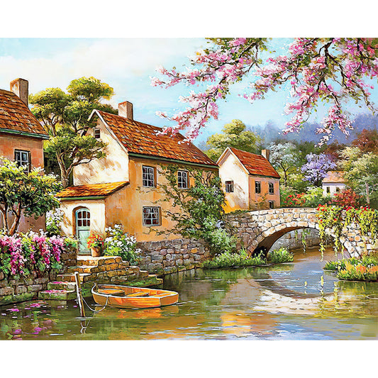 Bridge House - Full Round Drill Diamond Painting 50*40CM