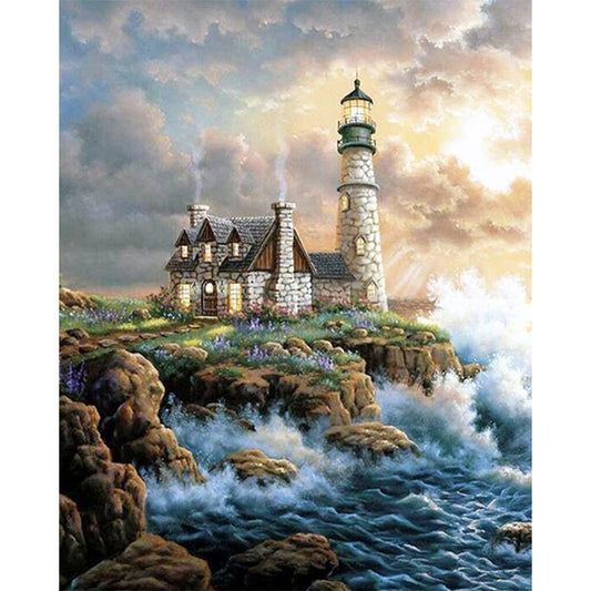 Seaside Lighthouse - Full Square Drill Diamond Painting 50*60CM