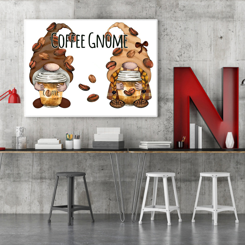 Coffee Gnome - Full Round Drill Diamond Painting 60*50CM