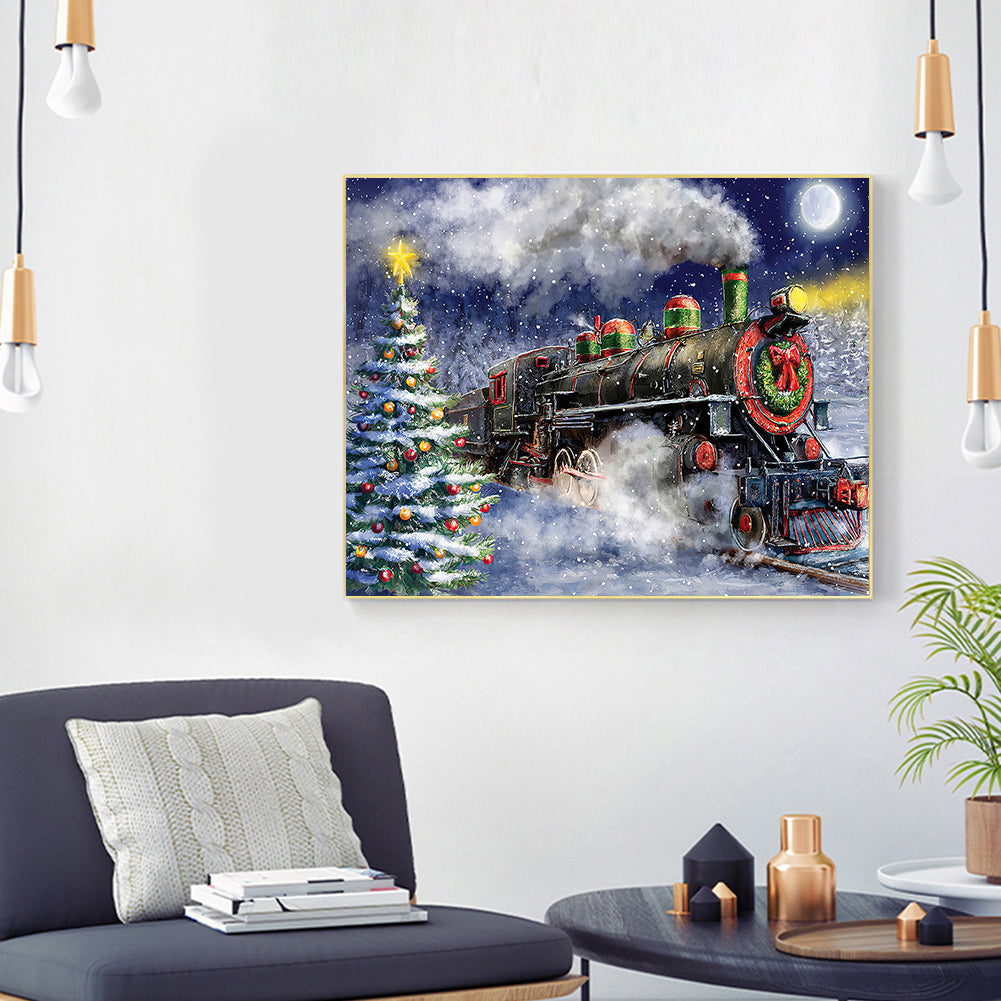 Christmas Tree Train - Full Round Drill Diamond Painting 60*50CM