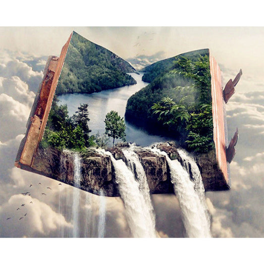 Waterfall Landscape - Full Round Drill Diamond Painting 50*40CM